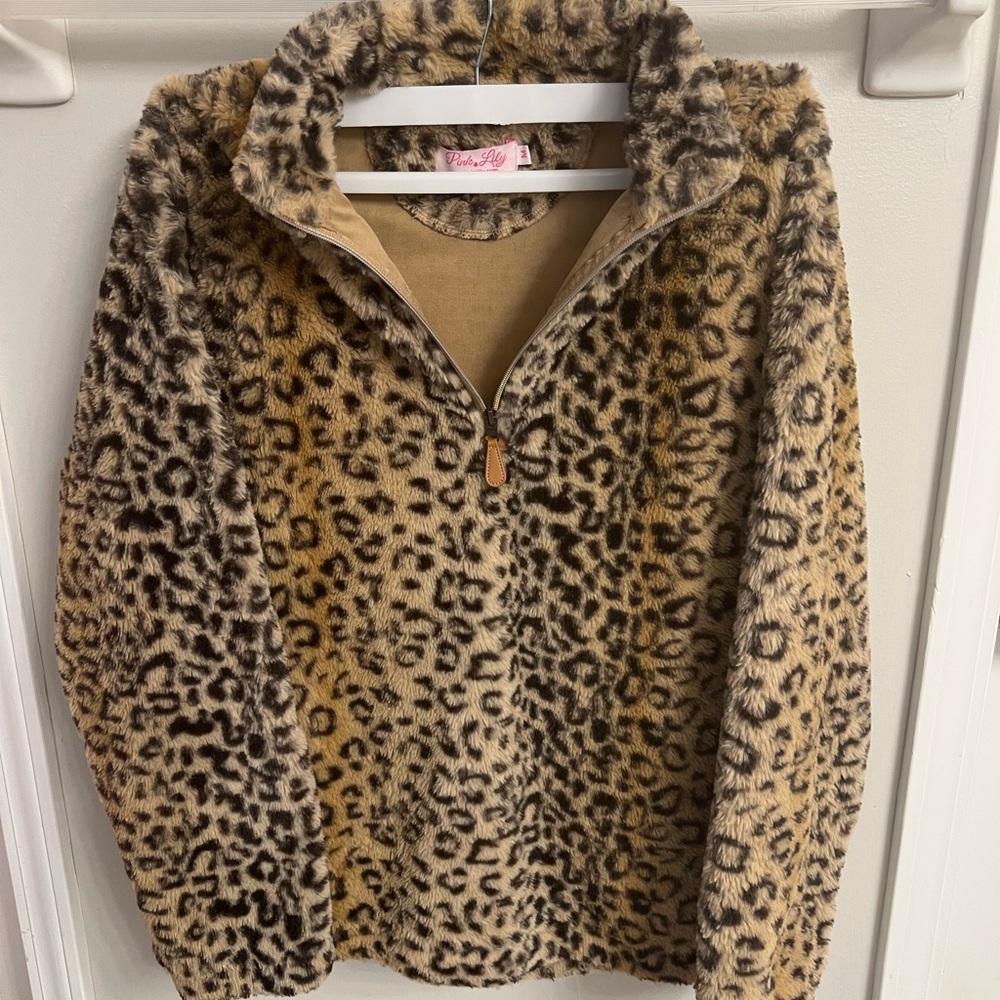 Pink Lily Leopard Print Pullover
